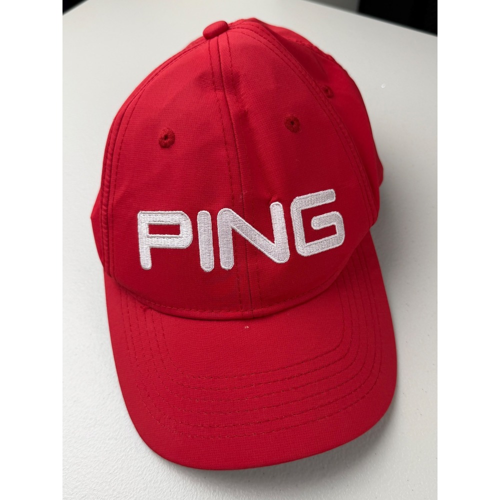Ping Golf Hat Mens Red Adjustable Performance Baseball Cap Embroidered Logo